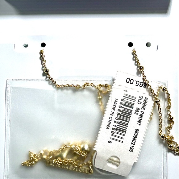 Kendra Scott "Abbie" Gold Pendant Satellite Necklace in Rose Quartz NWT - Picture 5 of 5
